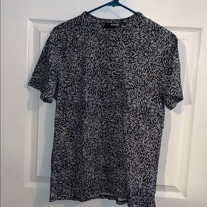 Dark blue white patterned T-shirt